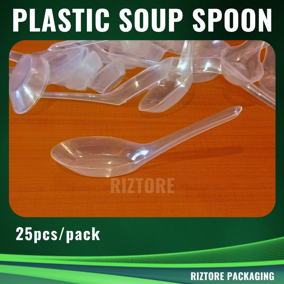 Plastic Soup Spoon Transparent 25pcs/pack