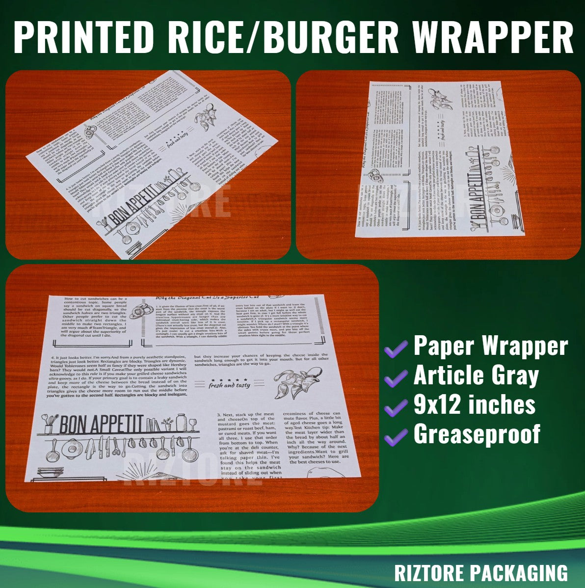 Printed Rice Wrapper 9x12"