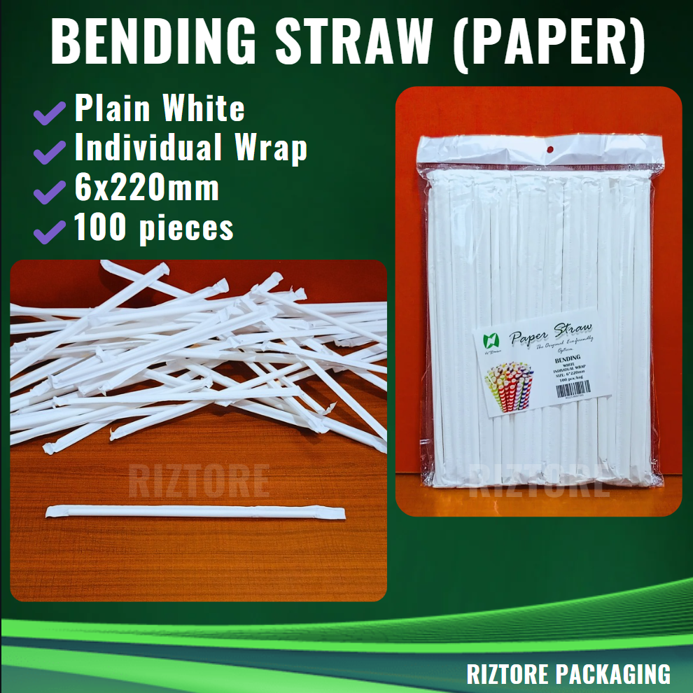 Individually Wrap Paper Straw Plain White (Juice Straw, Bending Straw and Boba Straw)