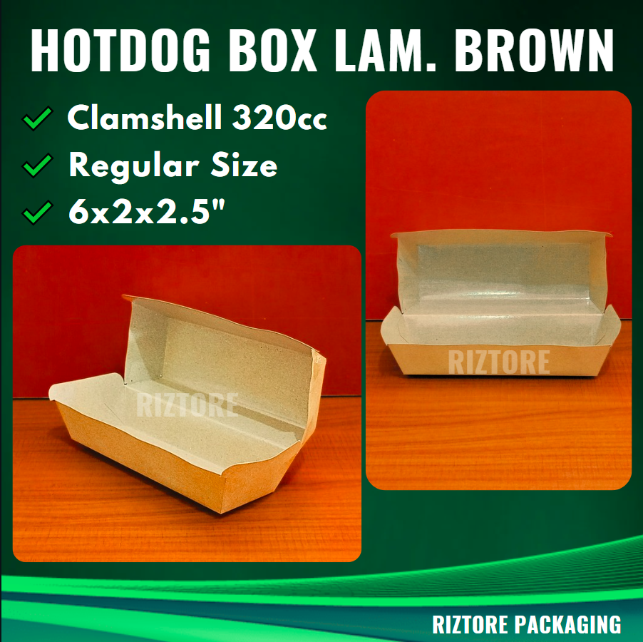 Hotdog Box Laminated White/Silver/Brown 320cc