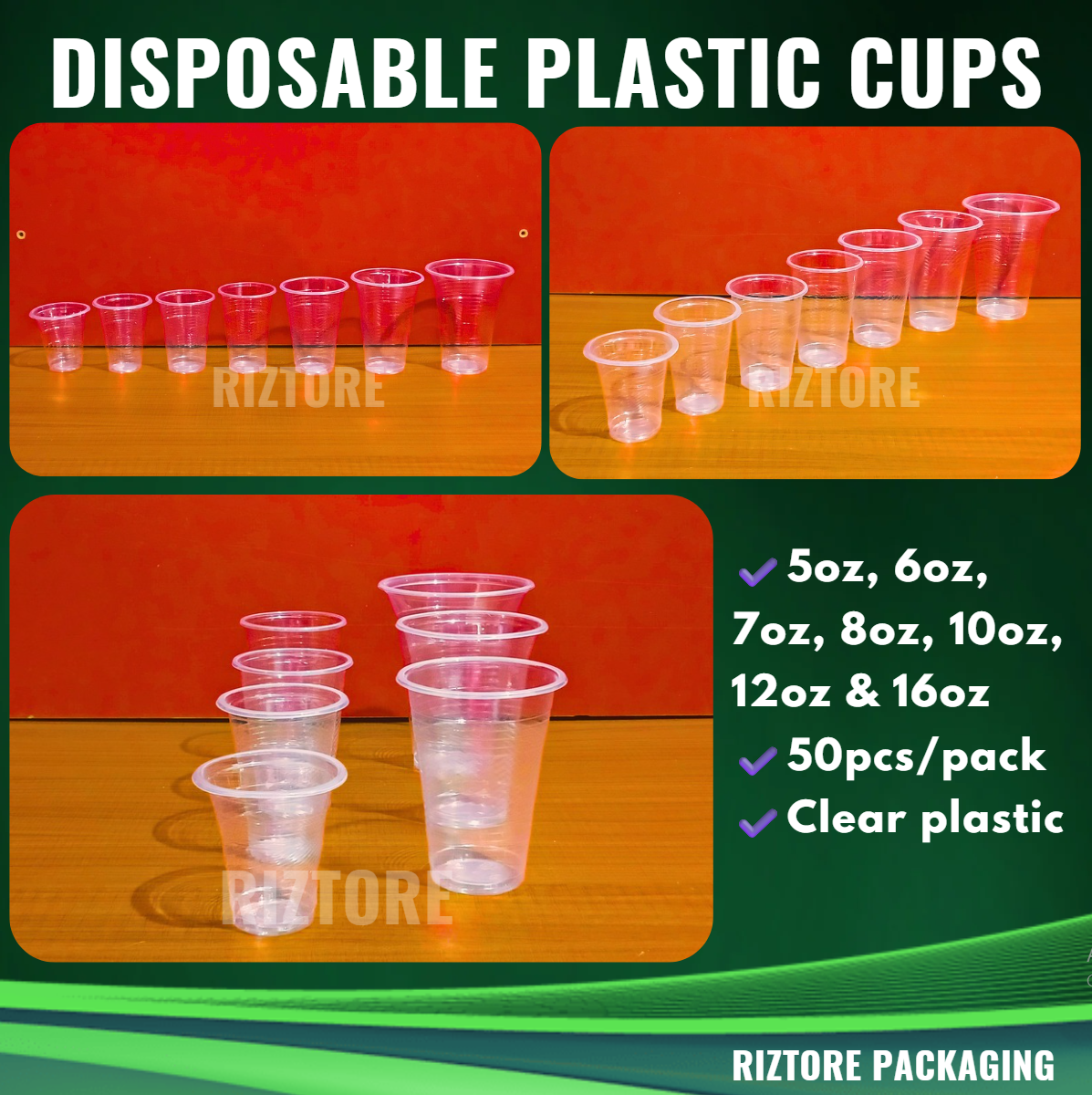 Disposable Plastic Cups 50 pcs