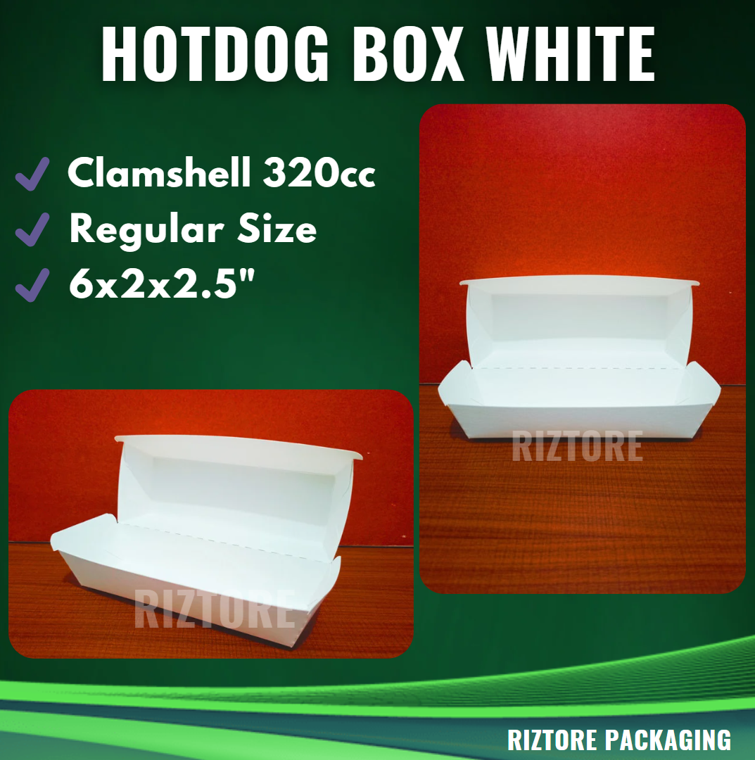 Hotdog Box Laminated White/Silver/Brown 320cc