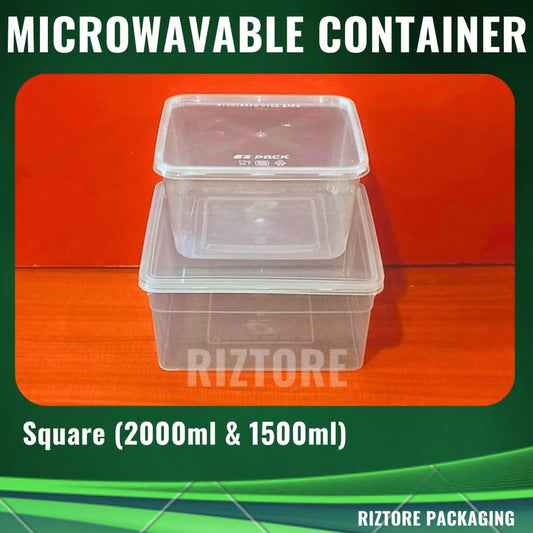 Square Microwavable Container 1500ml/2000ml