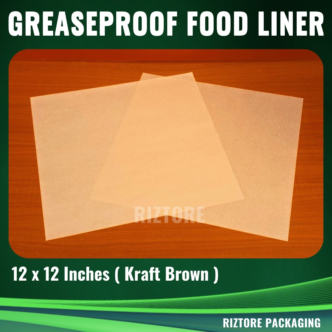 White / Kraft Brown Greaseproof Paper Food Liner 12x12 inches