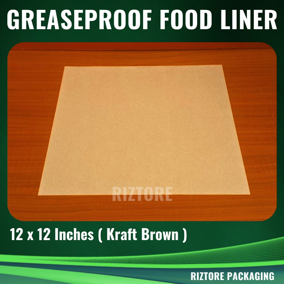White / Kraft Brown Greaseproof Paper Food Liner 12x12 inches