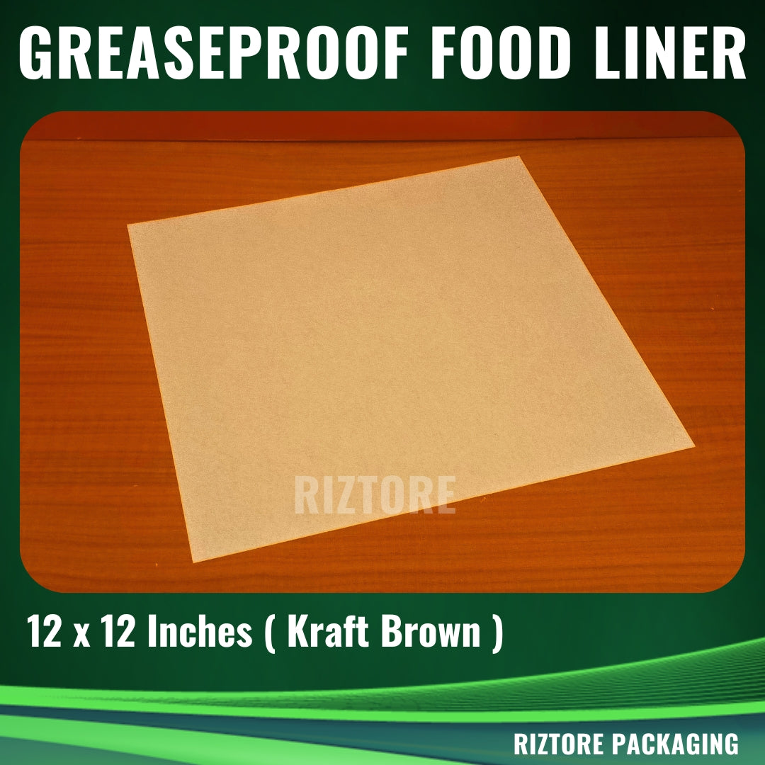 White / Kraft Brown Greaseproof Paper Food Liner 12x12 inches