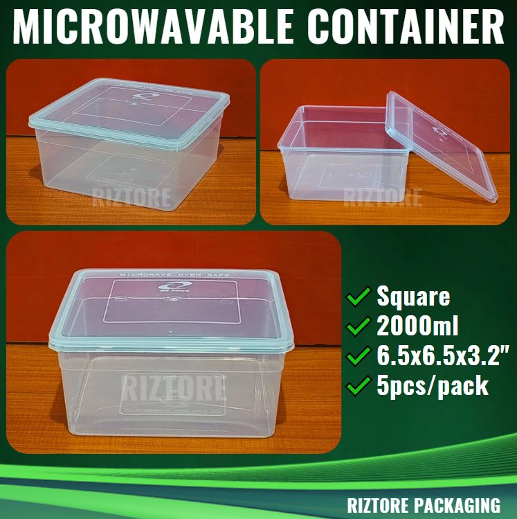 Square Microwavable Container 2000ml