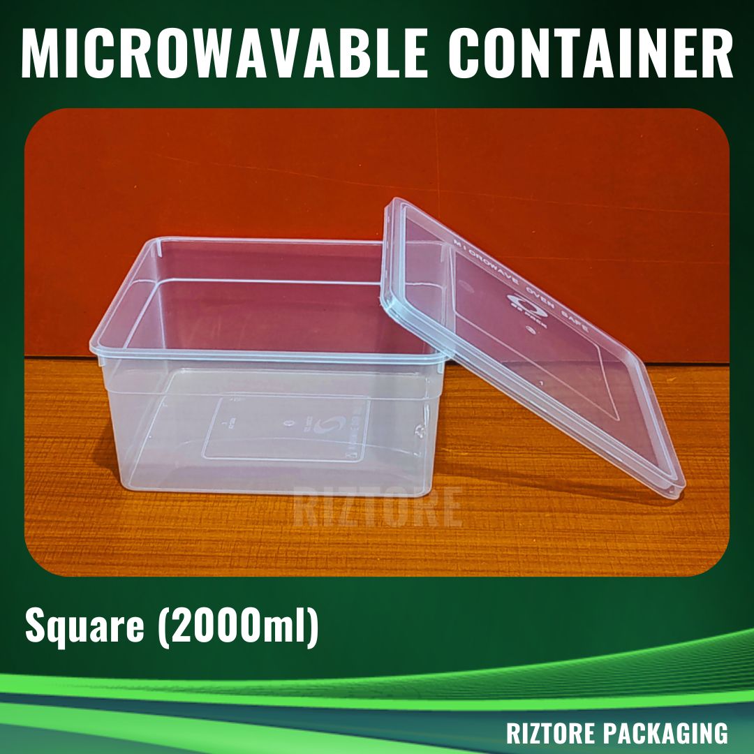 Square Microwavable Container 2000ml
