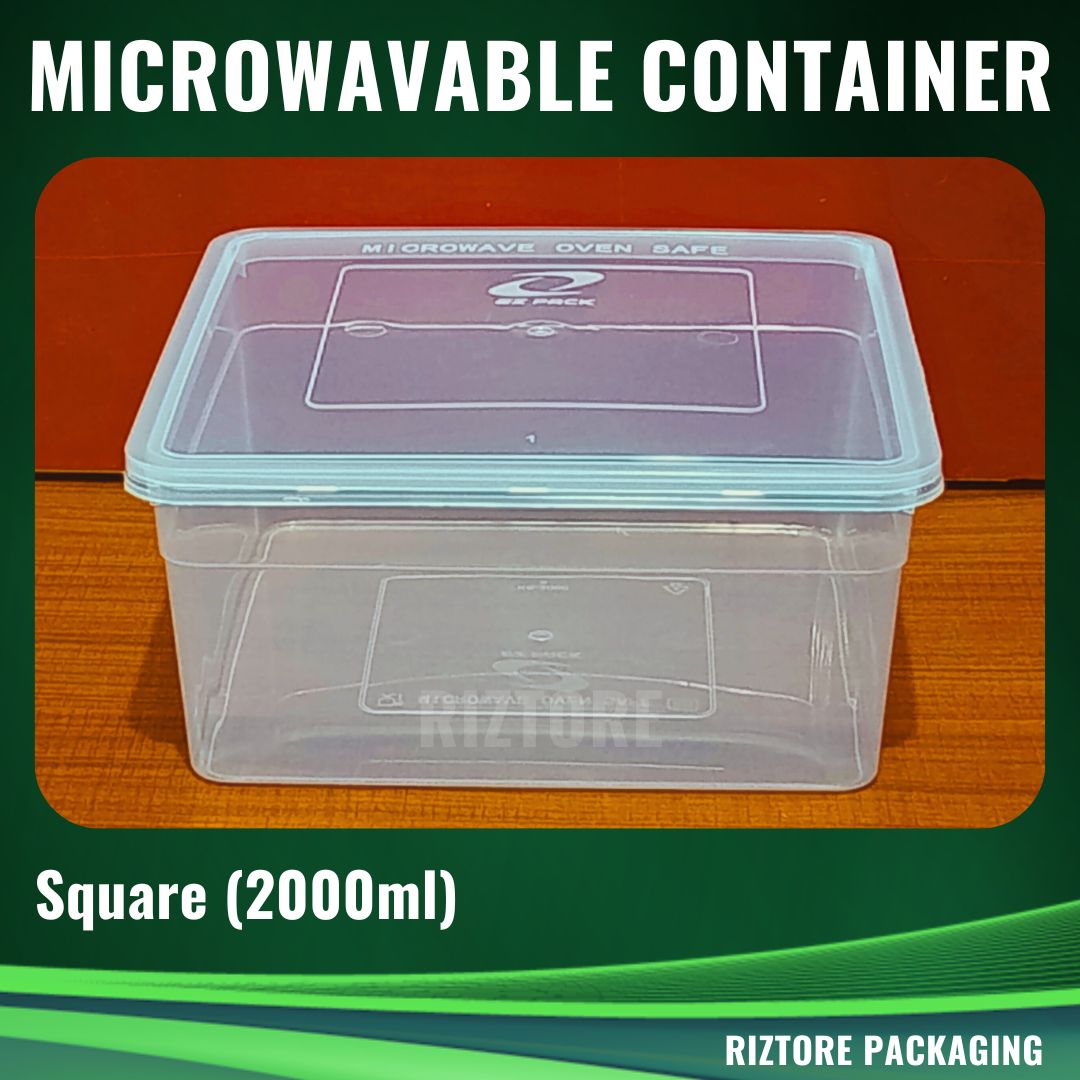 Square Microwavable Container 2000ml