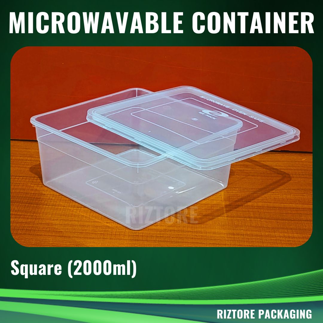 Square Microwavable Container 2000ml