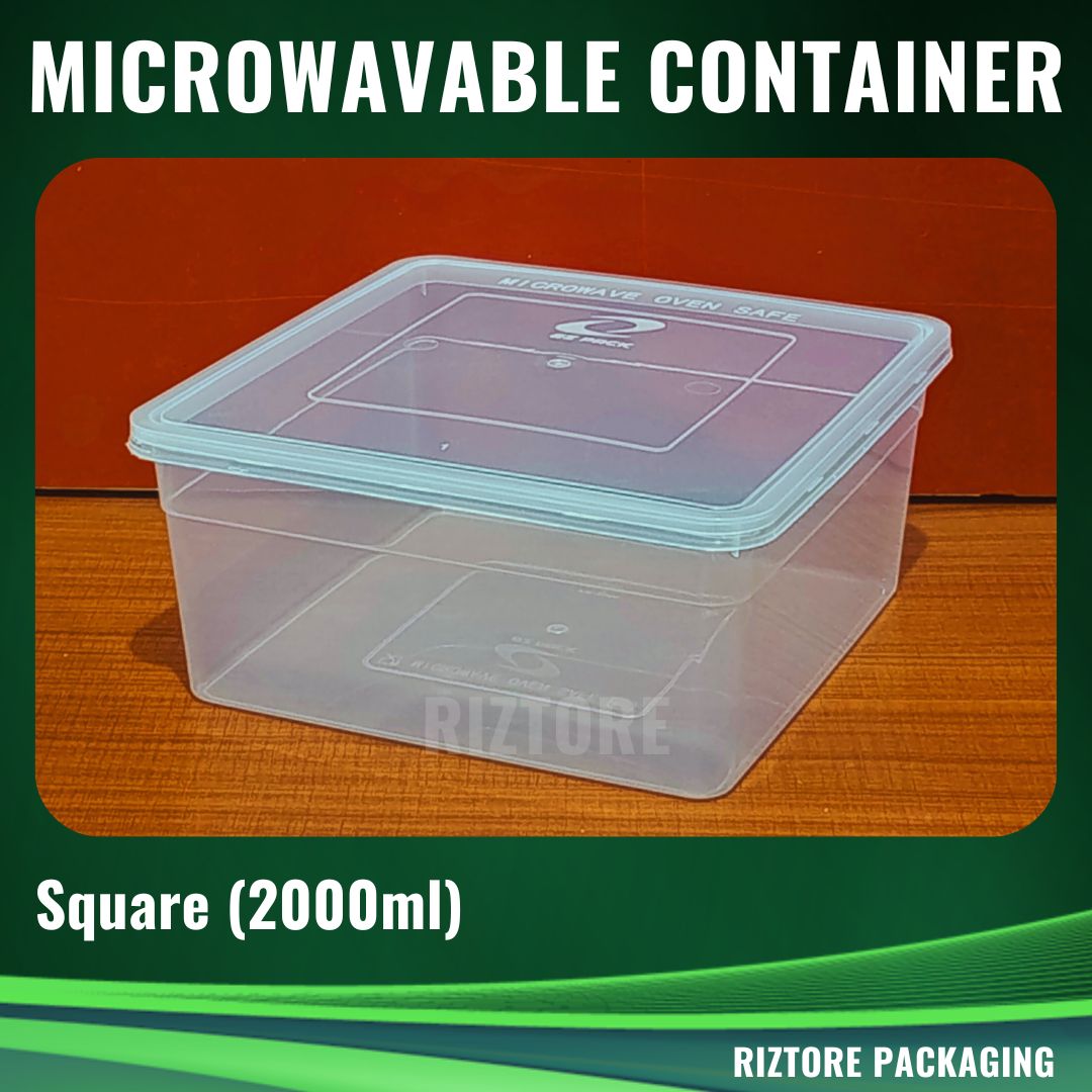 Square Microwavable Container 2000ml