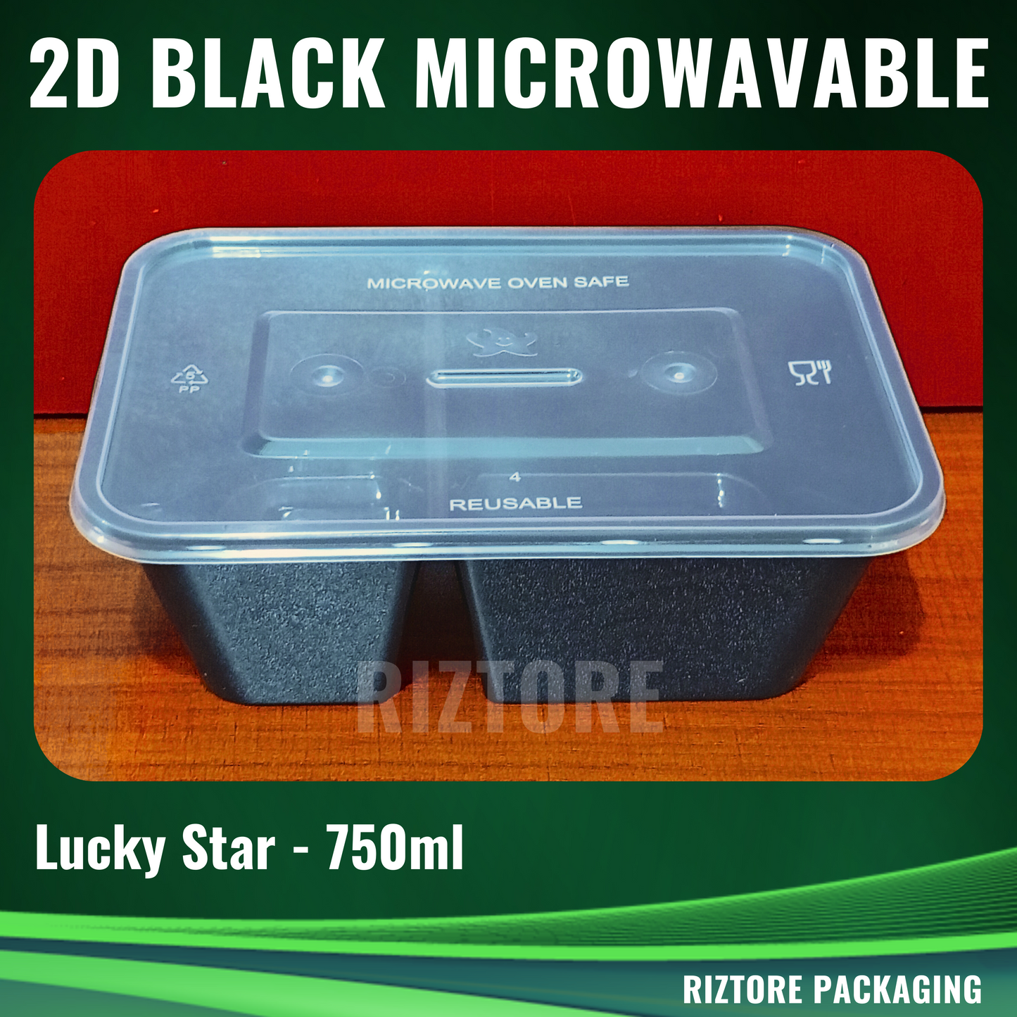 2 Division Lucky Star Microwavable Black/Clear 10pcs/pack