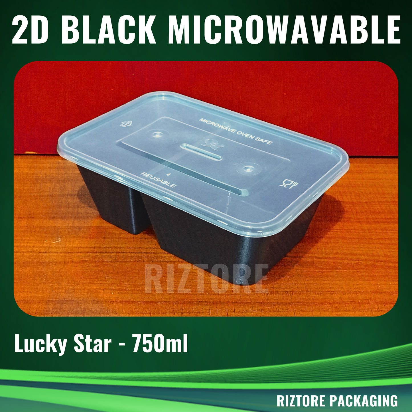 2 Division Lucky Star Microwavable Black/Clear 10pcs/pack