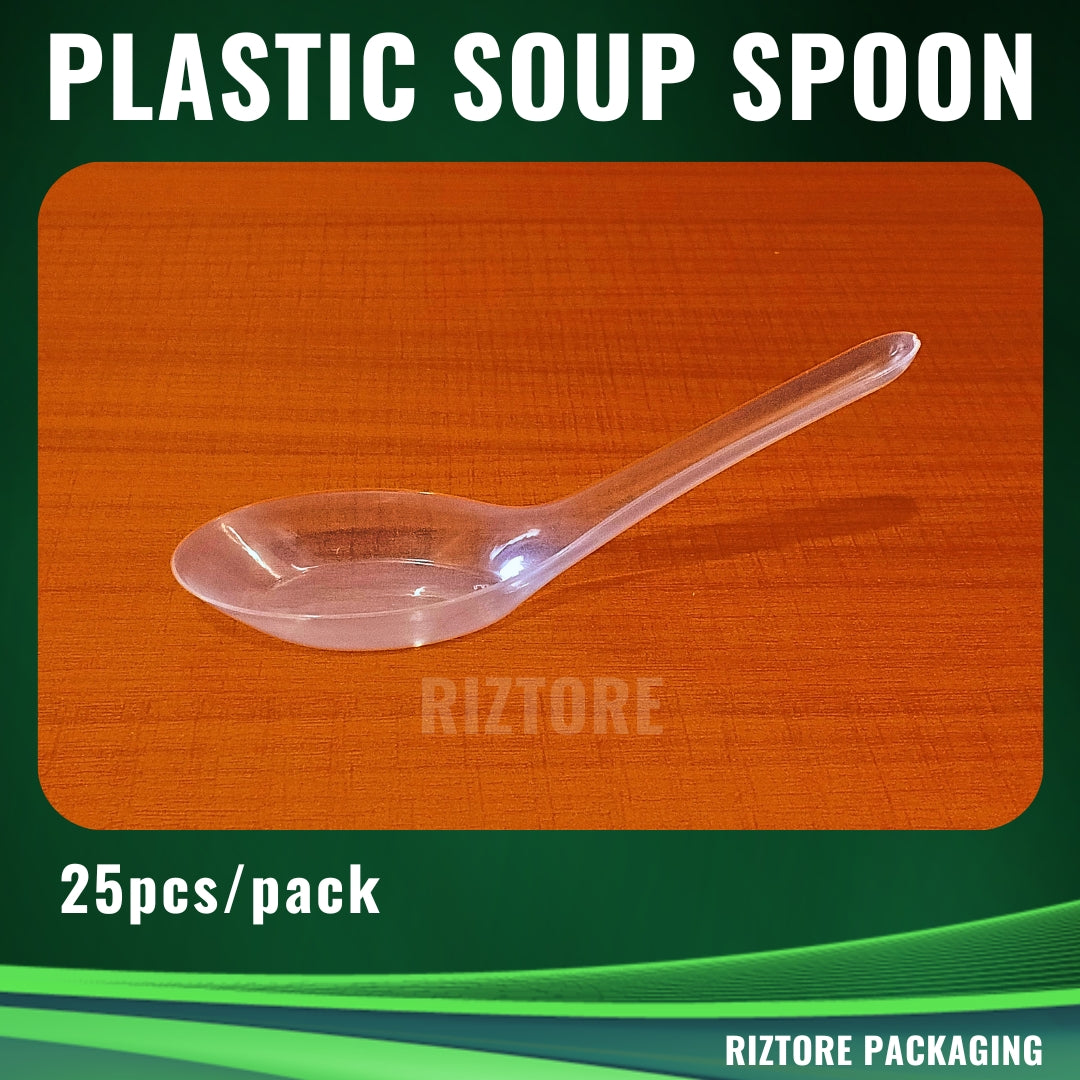 Plastic Soup Spoon Transparent 25pcs/pack
