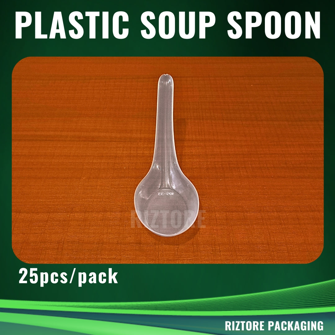 Plastic Soup Spoon Transparent 25pcs/pack