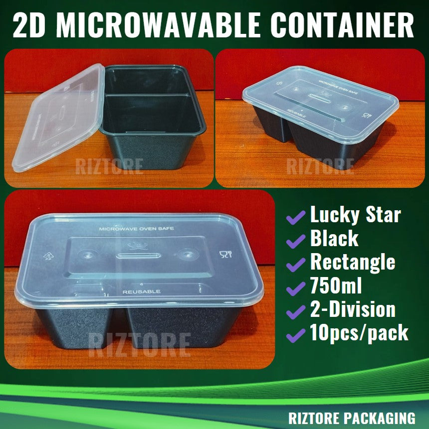 2 Division Lucky Star Microwavable Black/Clear 10pcs/pack