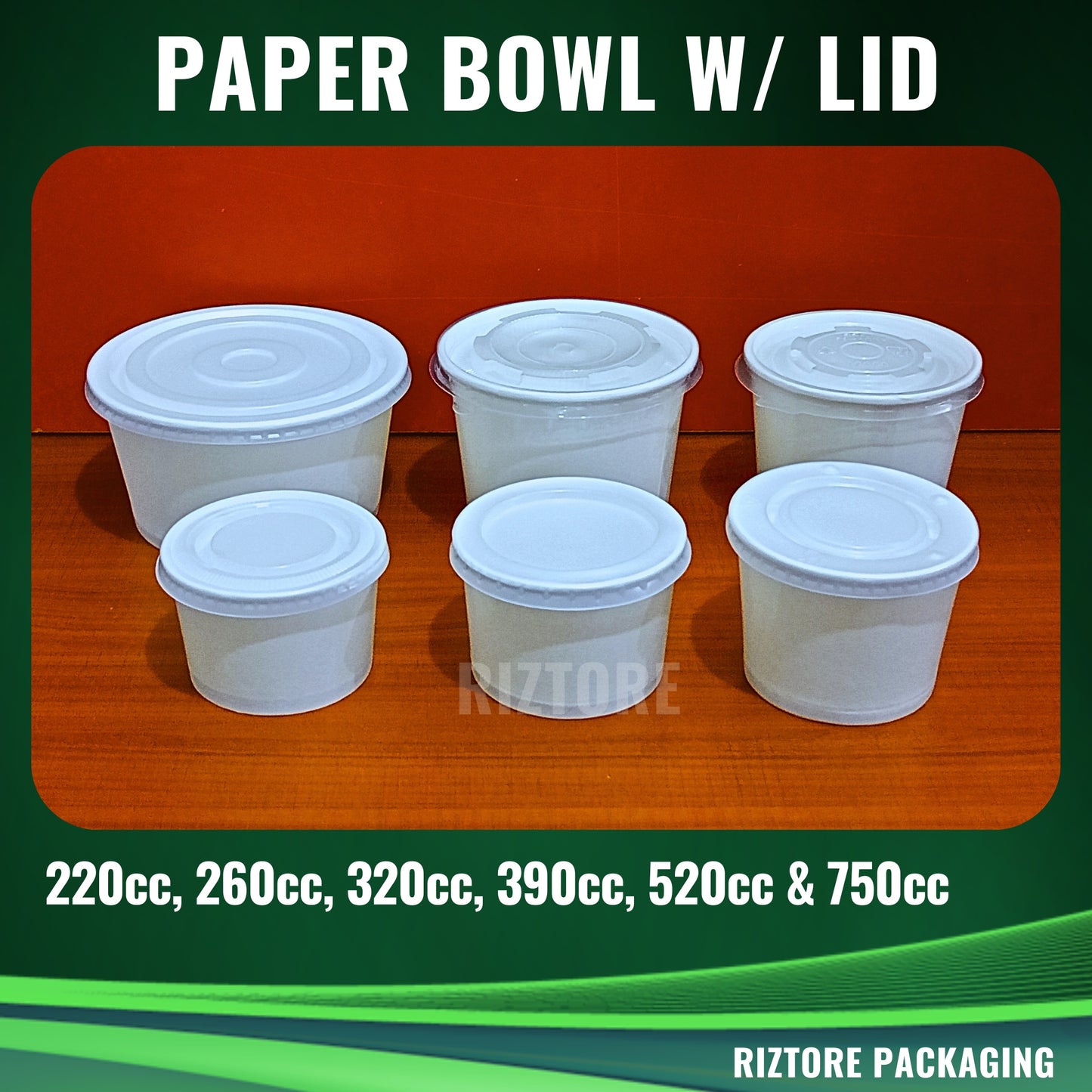 Paper Bowl with Lid 100 pcs