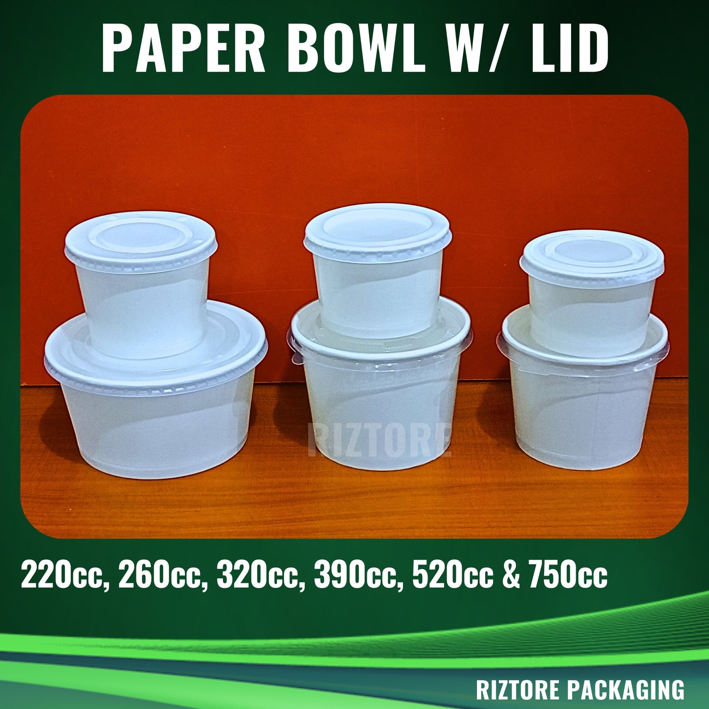 Paper Bowl with Lid 100 pcs