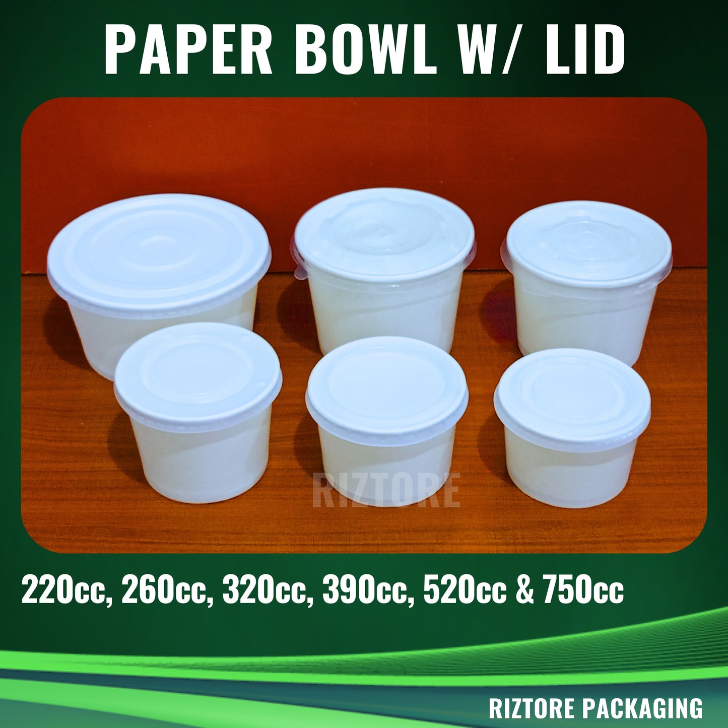 Paper Bowl with Lid 100 pcs