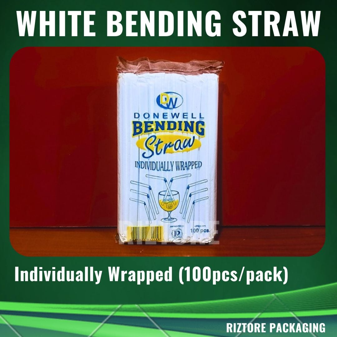 Plastic Bending Straw White/Black 100pcs/pack
