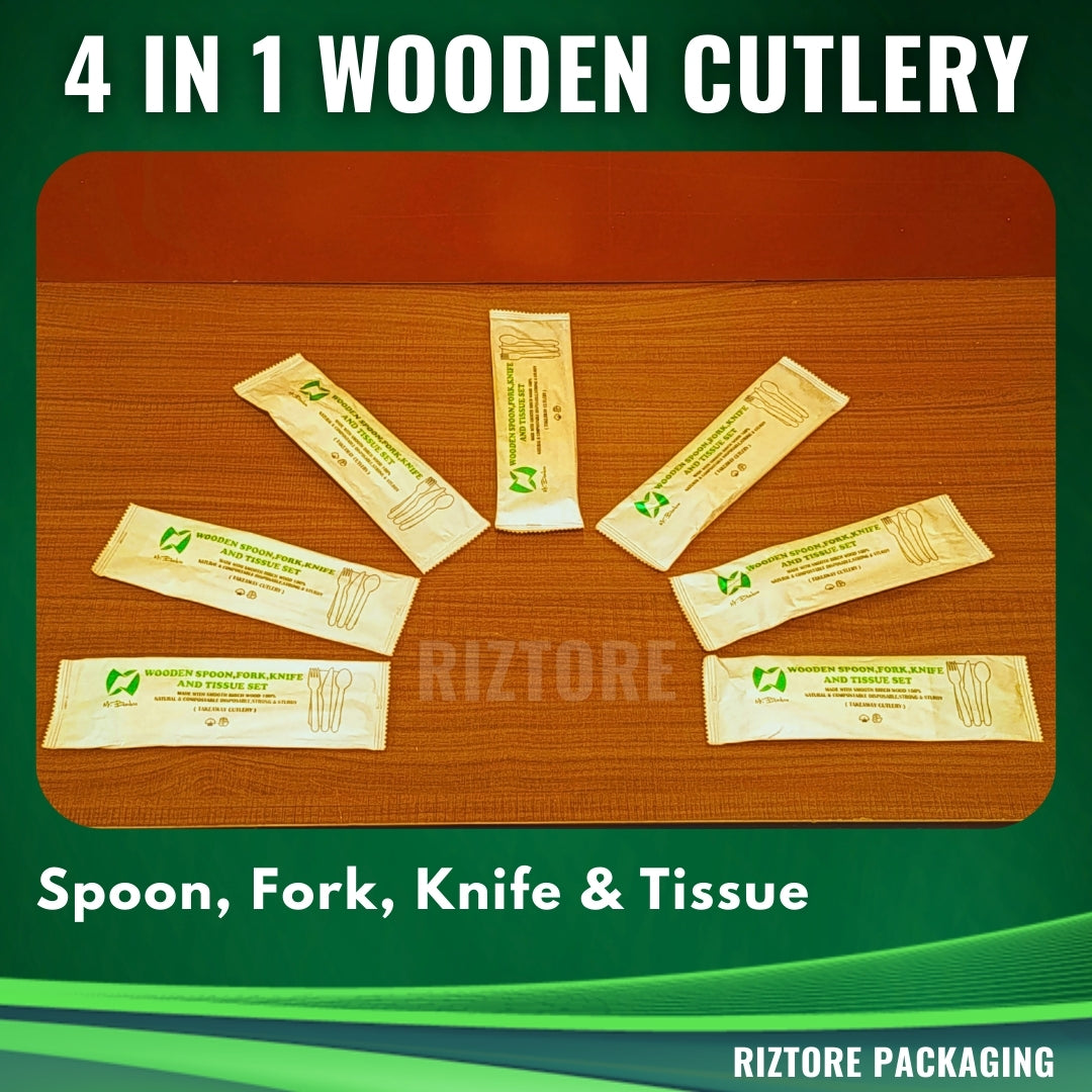 4 in 1 Wooden Cutlery in Kraft