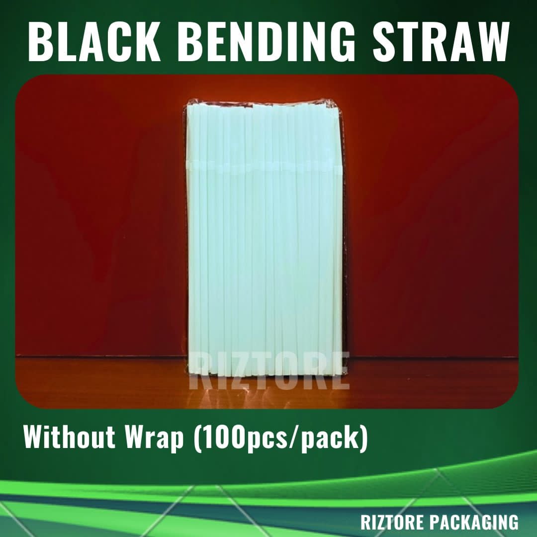 Plastic Bending Straw White/Black 100pcs/pack