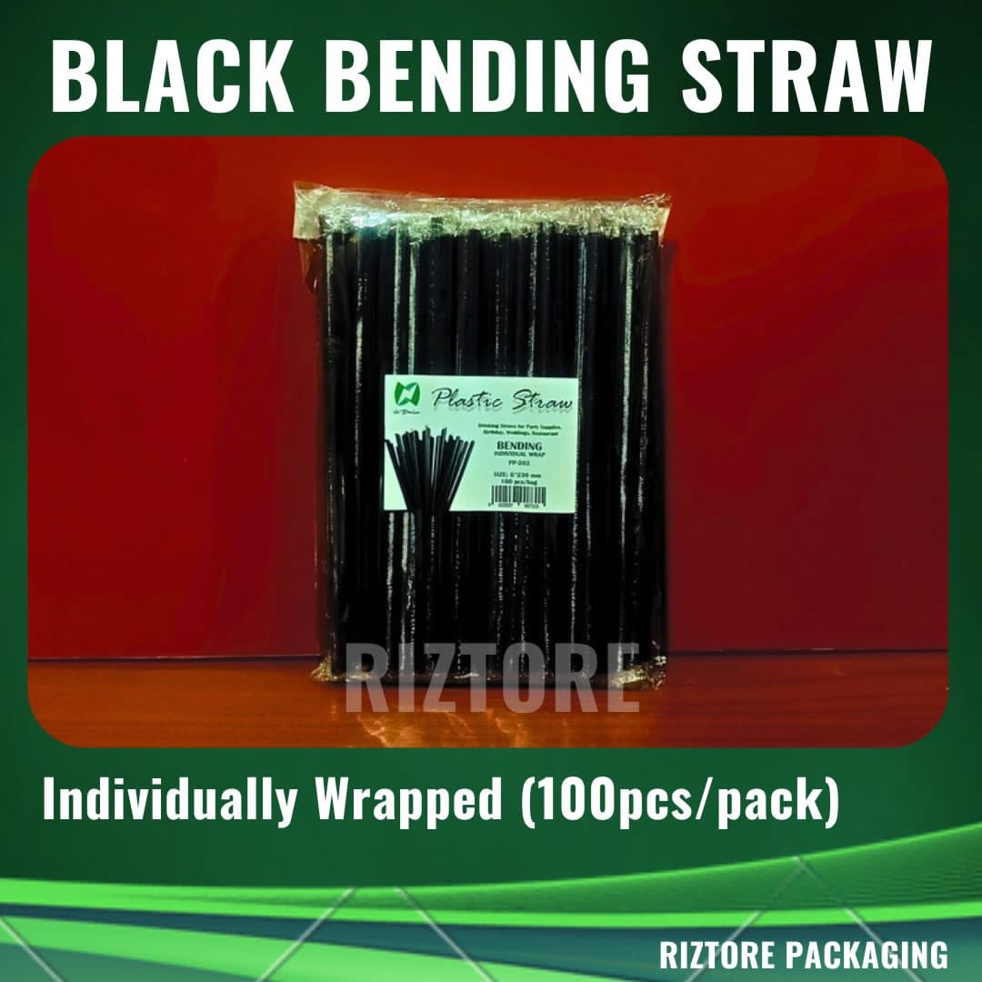 Plastic Bending Straw White/Black 100pcs/pack