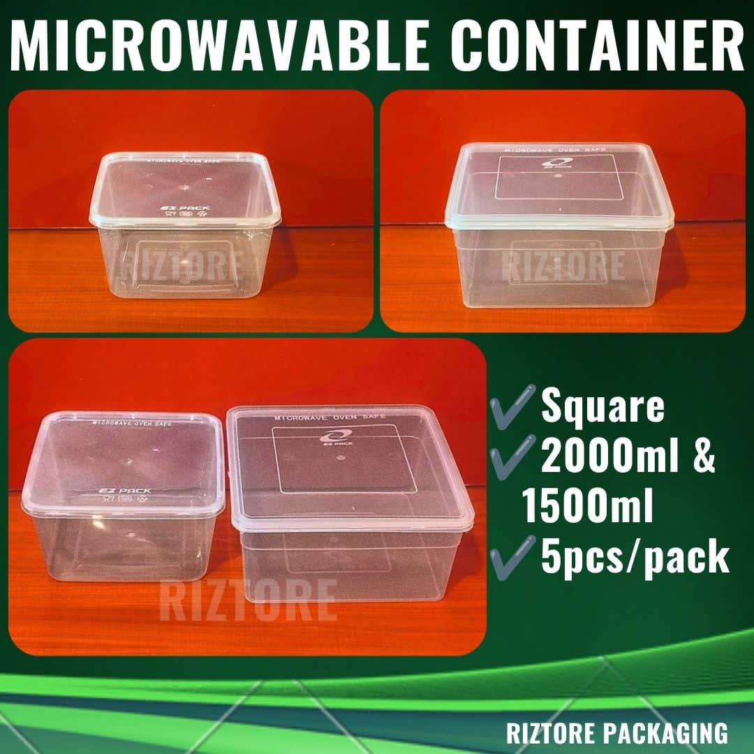 Square Microwavable Container 1500ml/2000ml