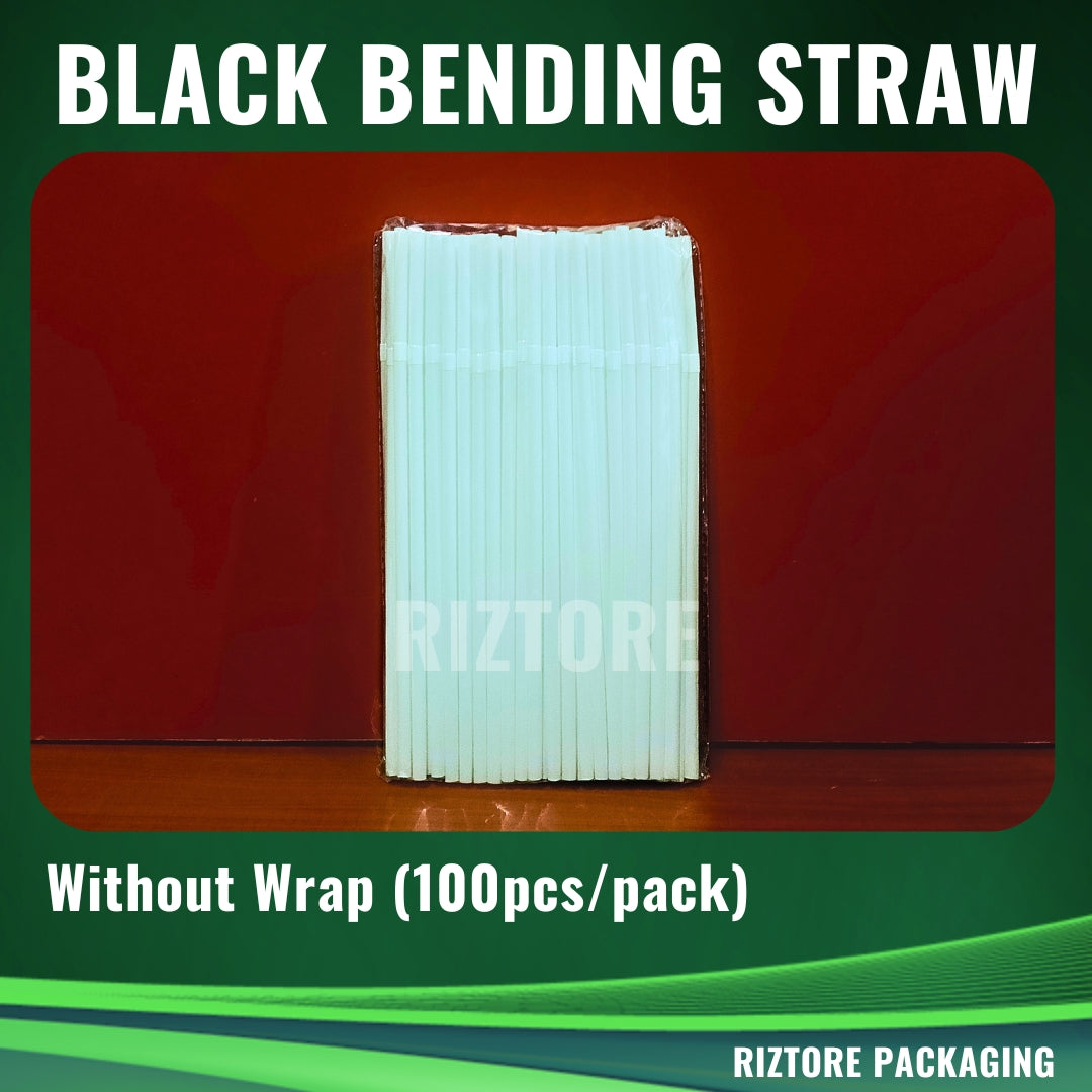 Plastic Bending Straw White/Black 100pcs/pack