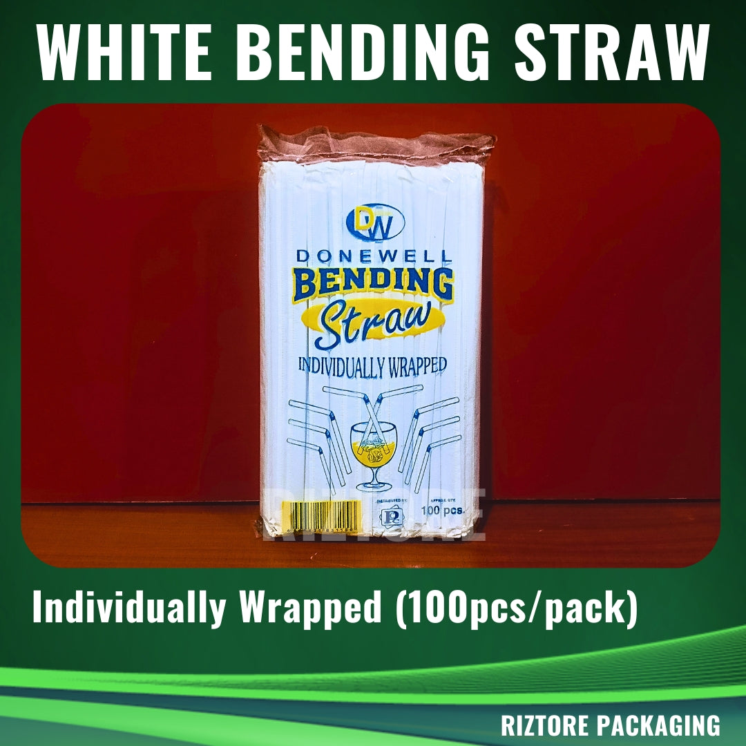 Plastic Bending Straw White/Black 100pcs/pack