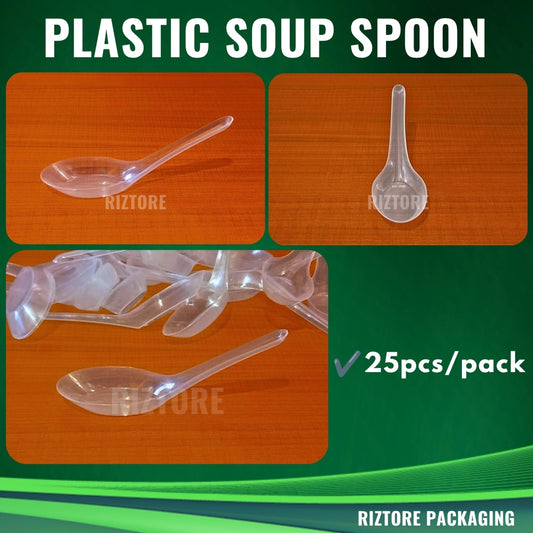 Plastic Soup Spoon Transparent 25pcs/pack