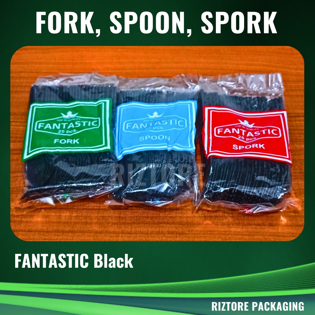 Black Spoon / Fork / Spork (Plastic)