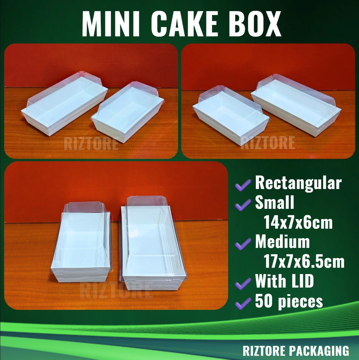 Mini Cake /  Pastry Box White with LID 50pcs/pack