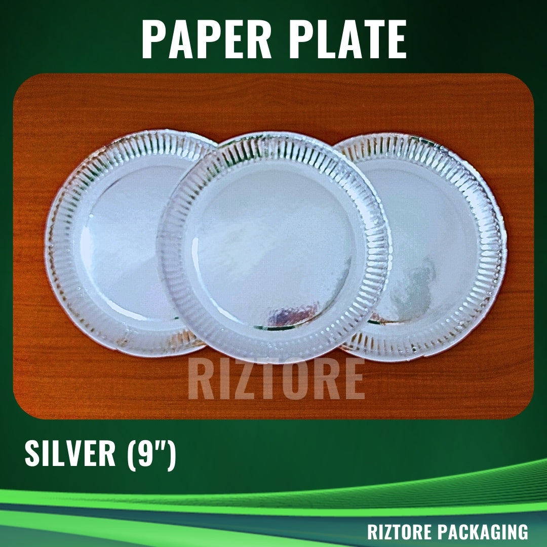 Paper Plate (Silver & White)