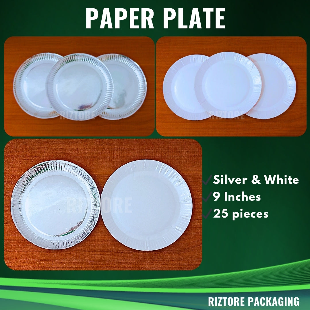 Paper Plate (Silver & White)