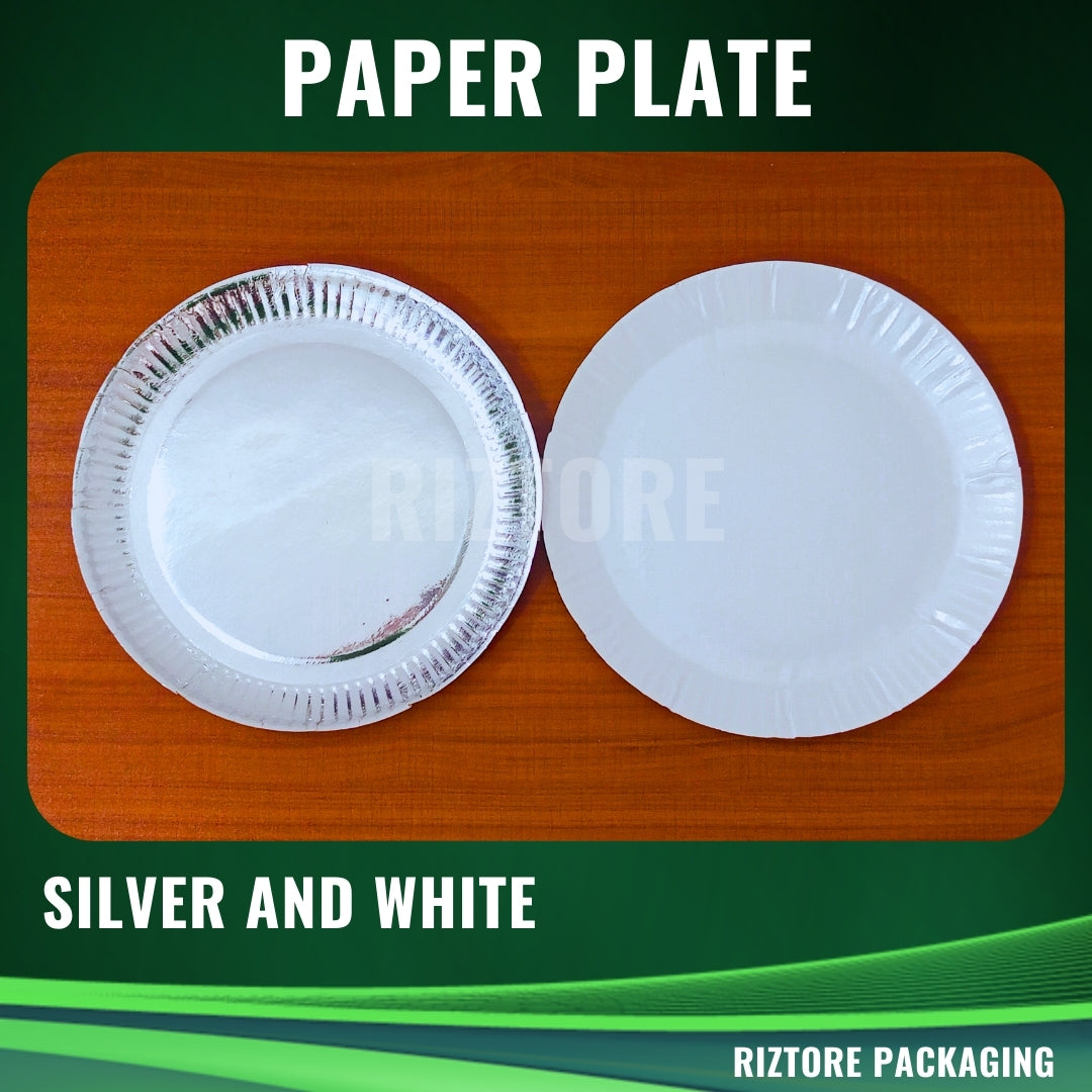 Paper Plate (Silver & White)