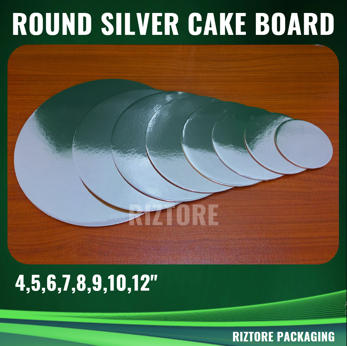 Round Silver Cake Board