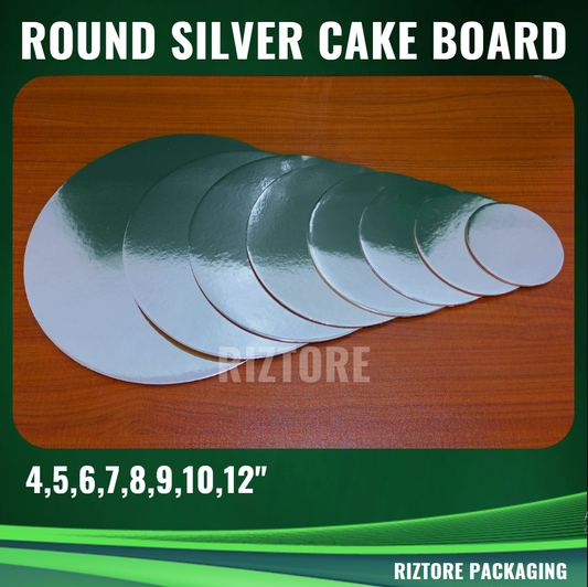 Round Silver Cake Board