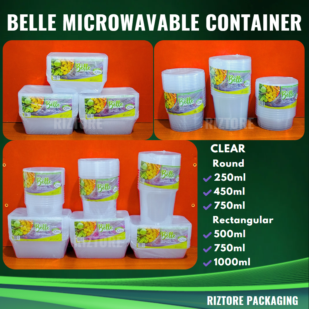 BELLE Microwavable Container Clear Series 10pcs/pack