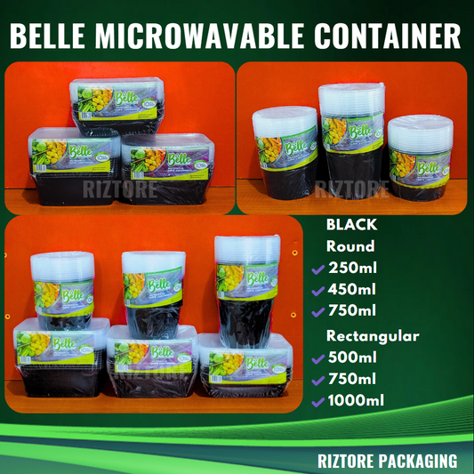 BELLE Microwavable Container Black Series 10pcs/pack