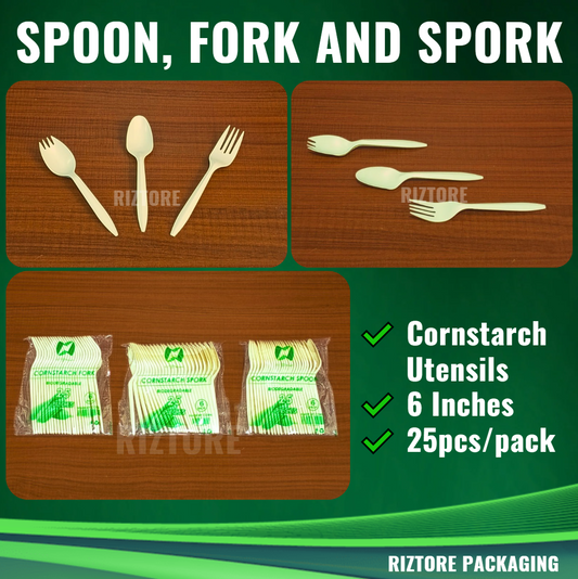 Biodegradable Utensils Spoon/Fork/SPork (Cornstarch)