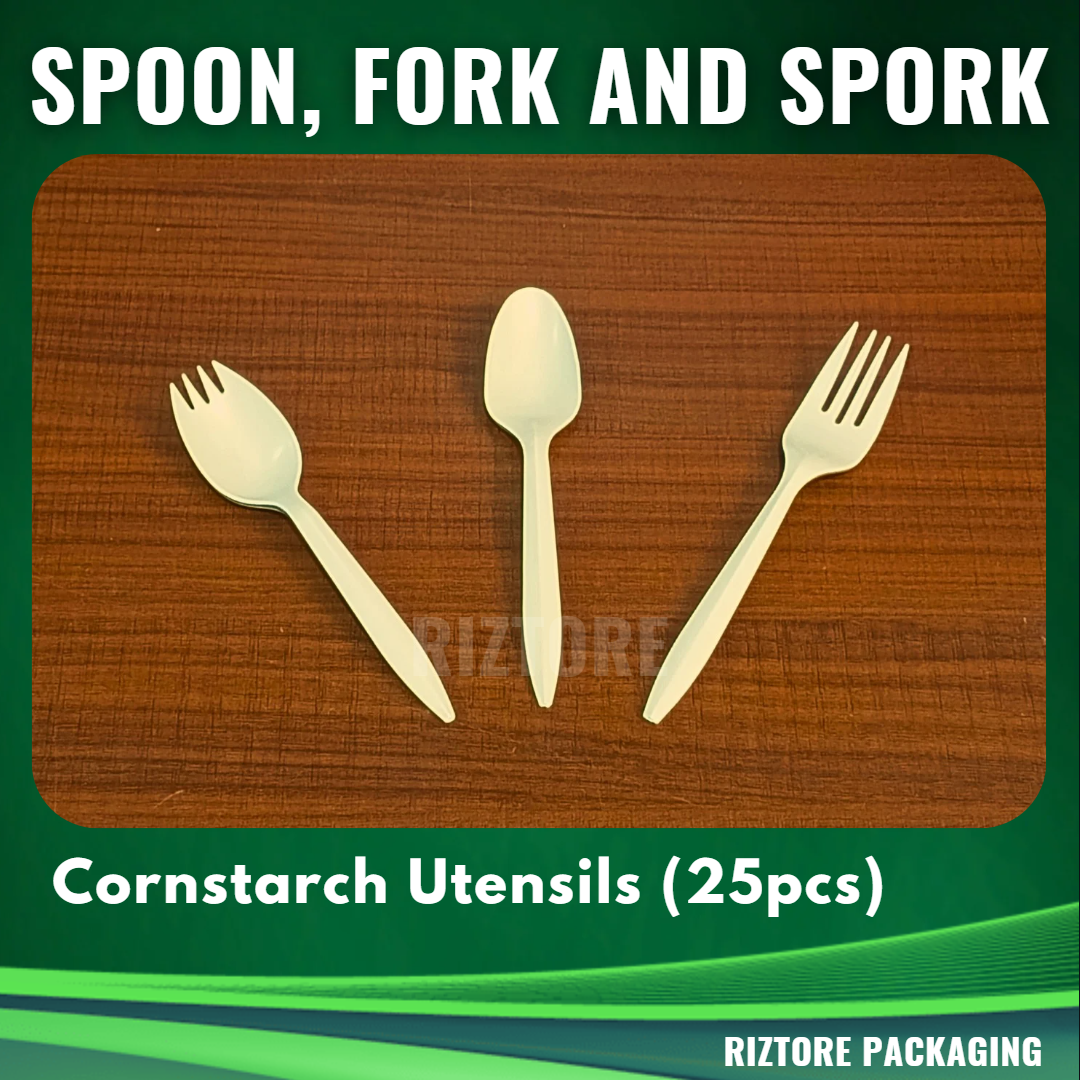 Biodegradable Utensils Spoon/Fork/SPork (Cornstarch)