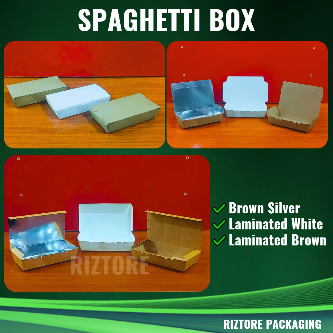 Spaghetti Box White and Brown Silver 500cc – Riztore Packaging