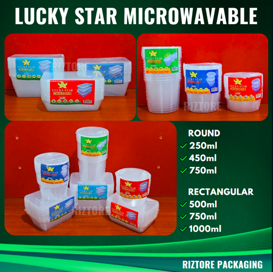 Lucky Star Microwavable Containers Clear 10pcs/pack