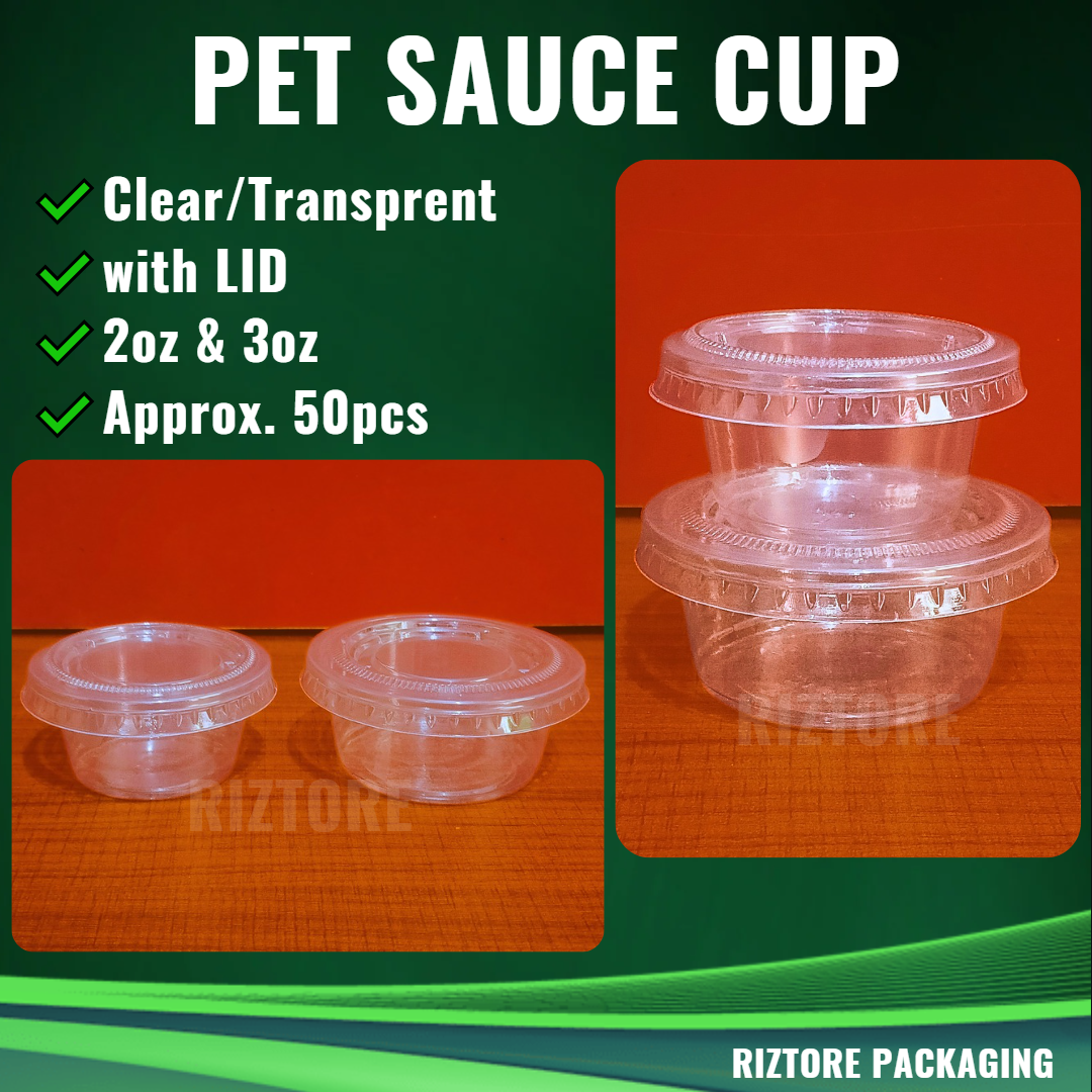 PET Clear Sauce Cup 2oz and 3oz 50's