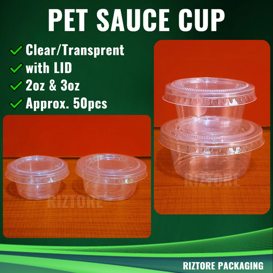 PET Clear Sauce Cup 2oz and 3oz 50's