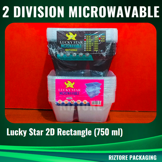 2 Division Lucky Star Microwavable Black/Clear 10pcs/pack