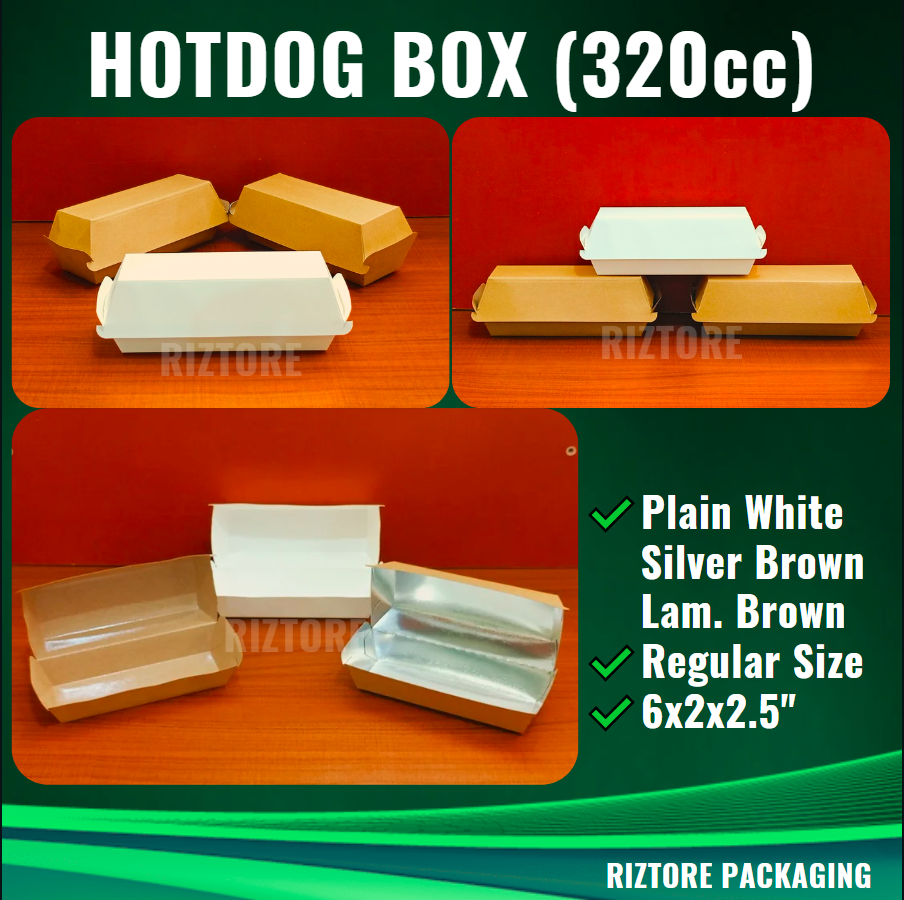 Hotdog/Takoyaki Box Laminated White/Silver/Brown 320cc