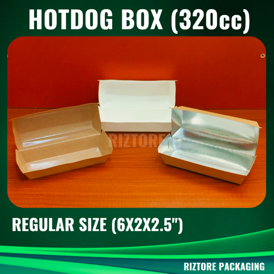 Hotdog/Takoyaki Box Laminated White/Silver/Brown 320cc