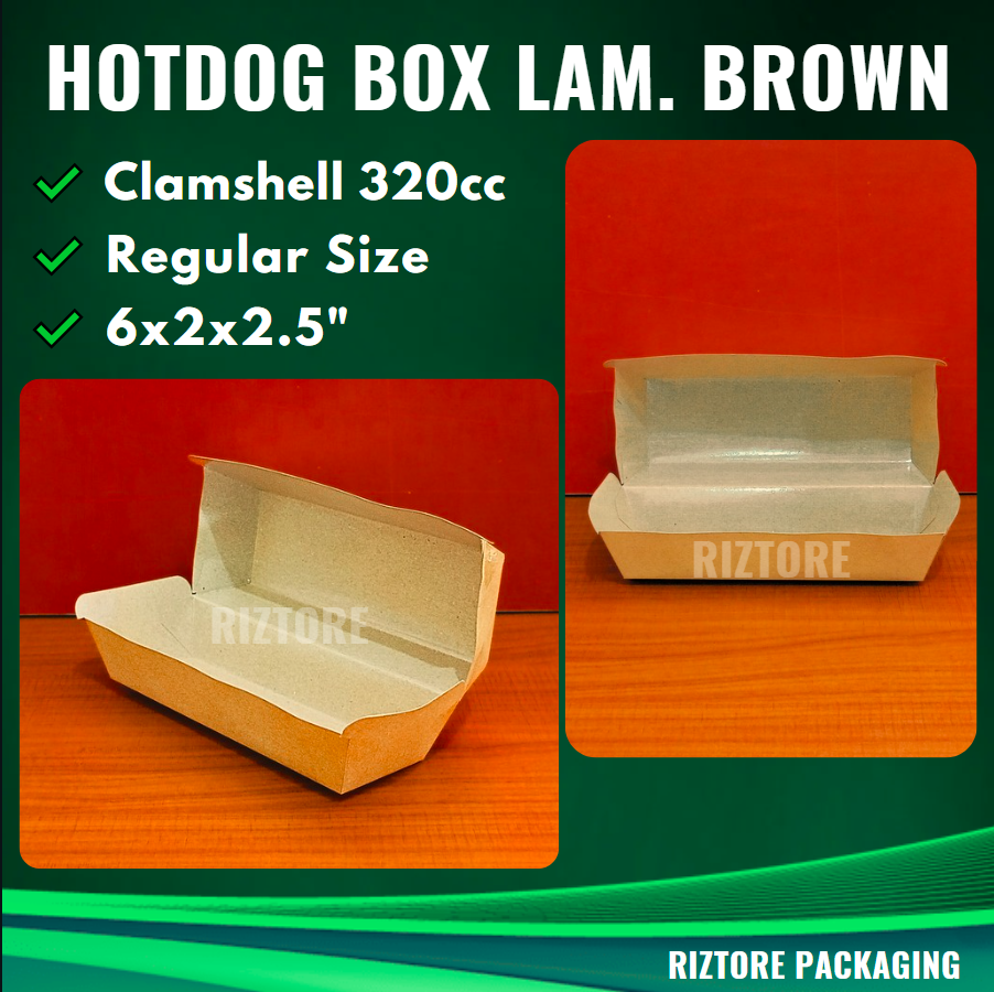 Hotdog/Takoyaki Box Laminated White/Silver/Brown 320cc